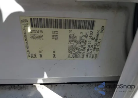 2010 Nissan Altima 2.5 S z USA, uszkodzony, nr VIN 1N4AL2AP4AN511482